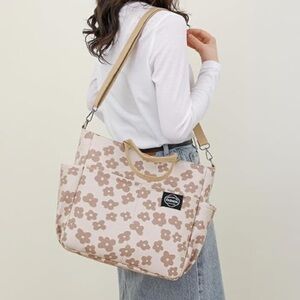 Floral Beige Swico Remado LargeCapacity Flower Printed Shoulder Bag